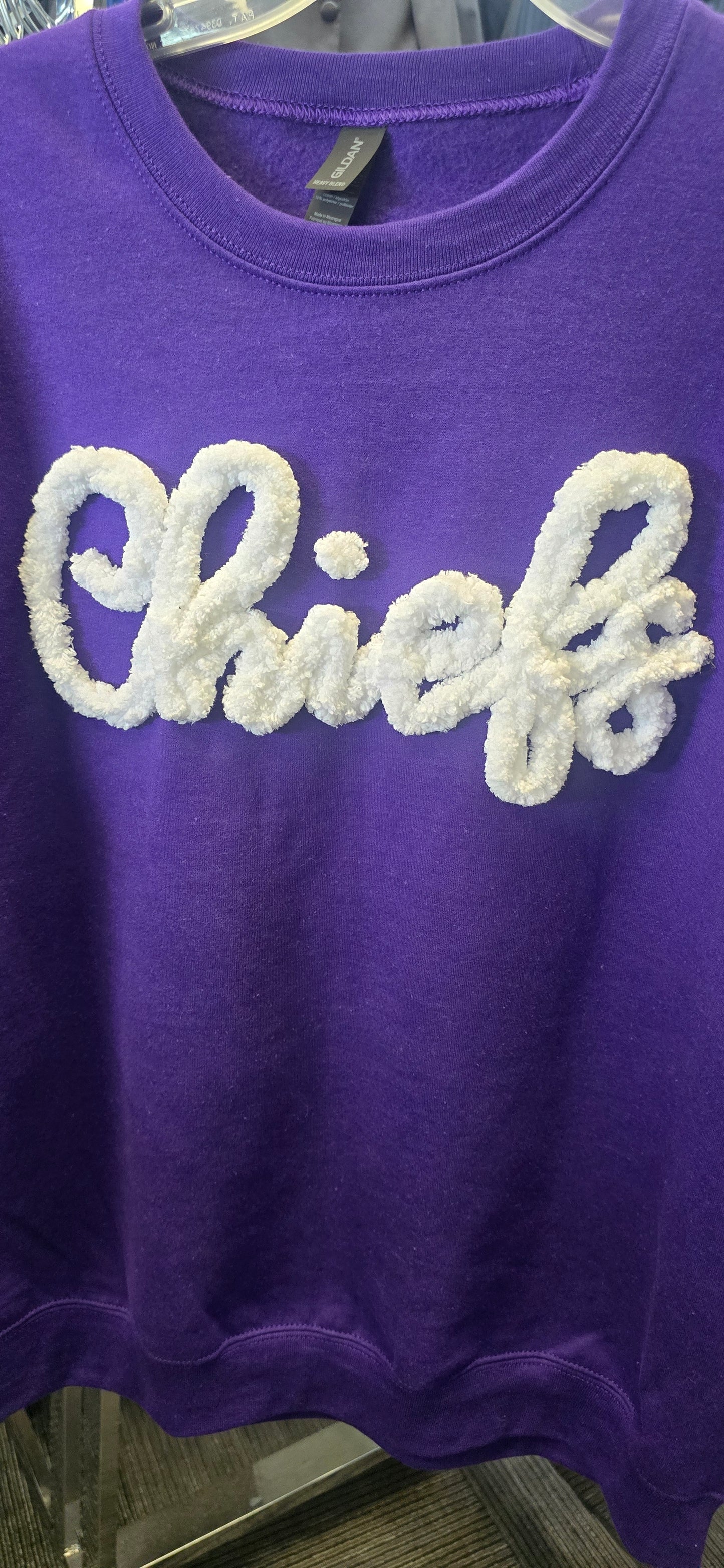 Embroidered Cursive Chenille Yarn Mascot Crew