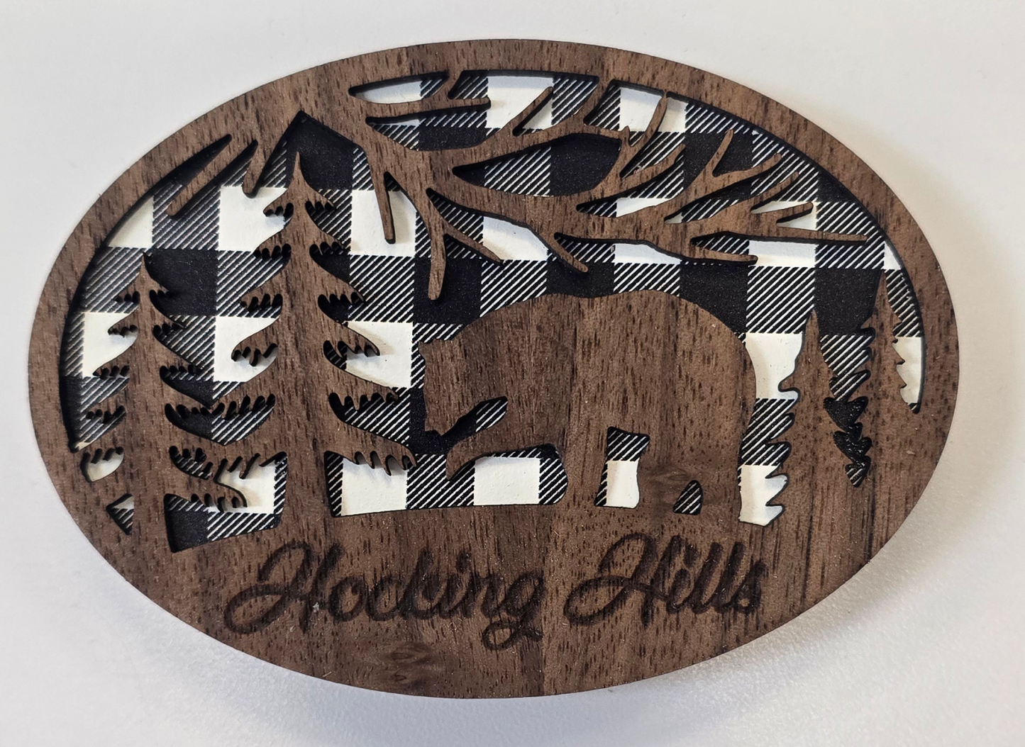 Hocking Hills Black Checkered Bear Magnet