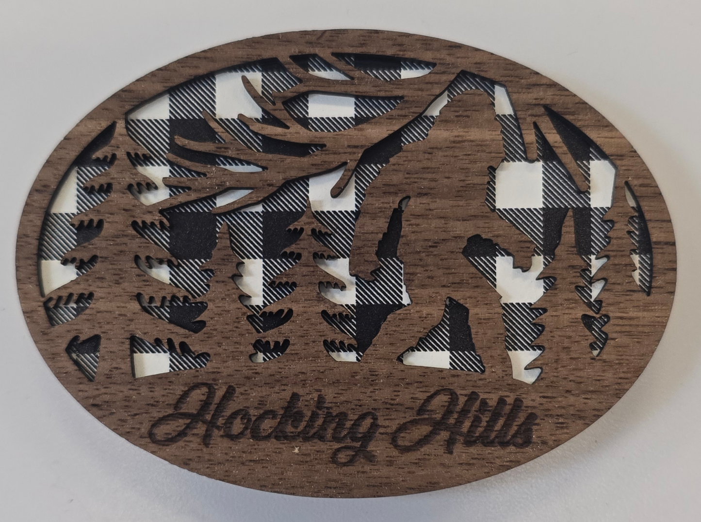 Hocking Hills Black Checkered Big Foot Magnet