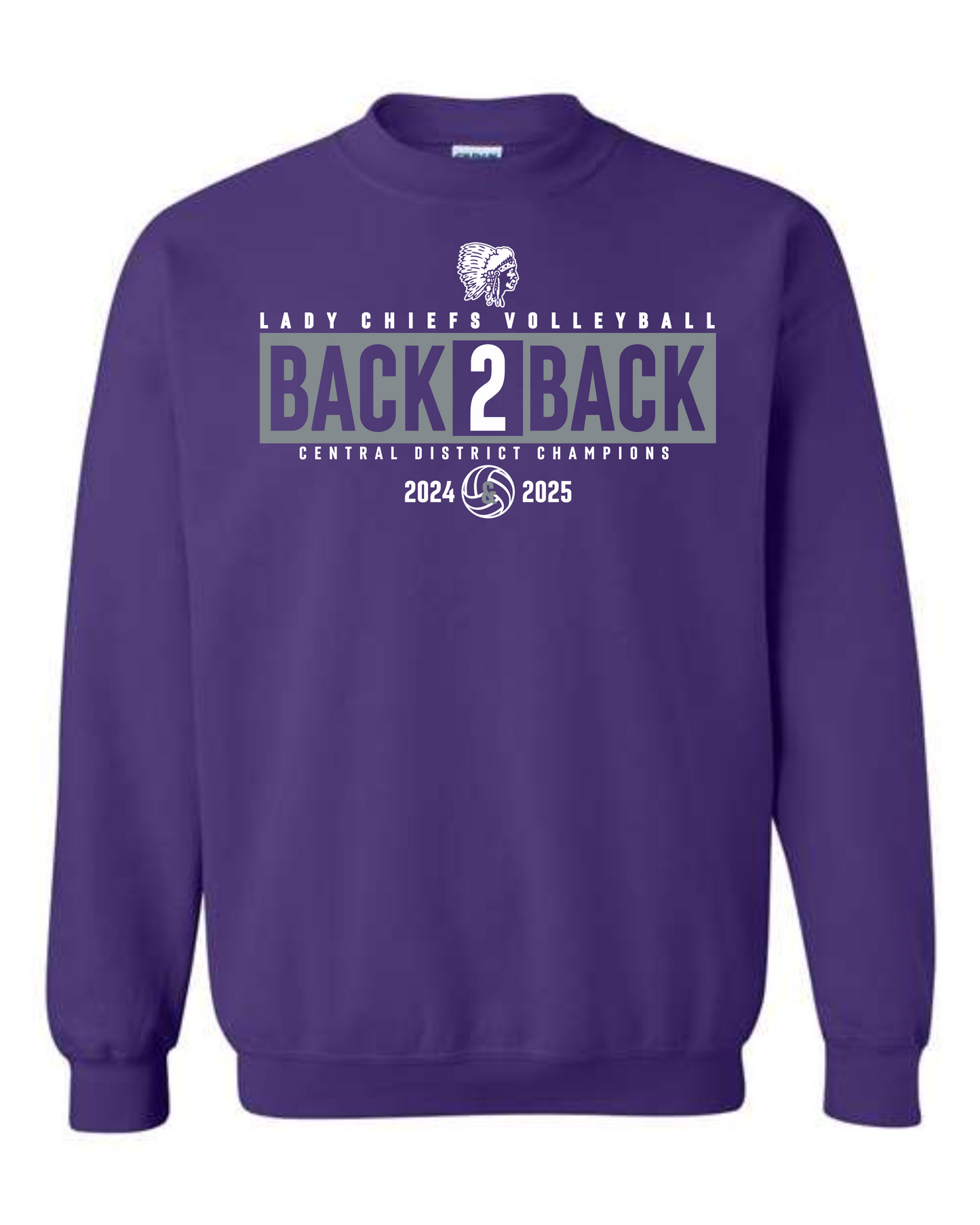 Adult Unisex Crewneck Sweatshirt - Back2Back Chieftain Volleyball Champions