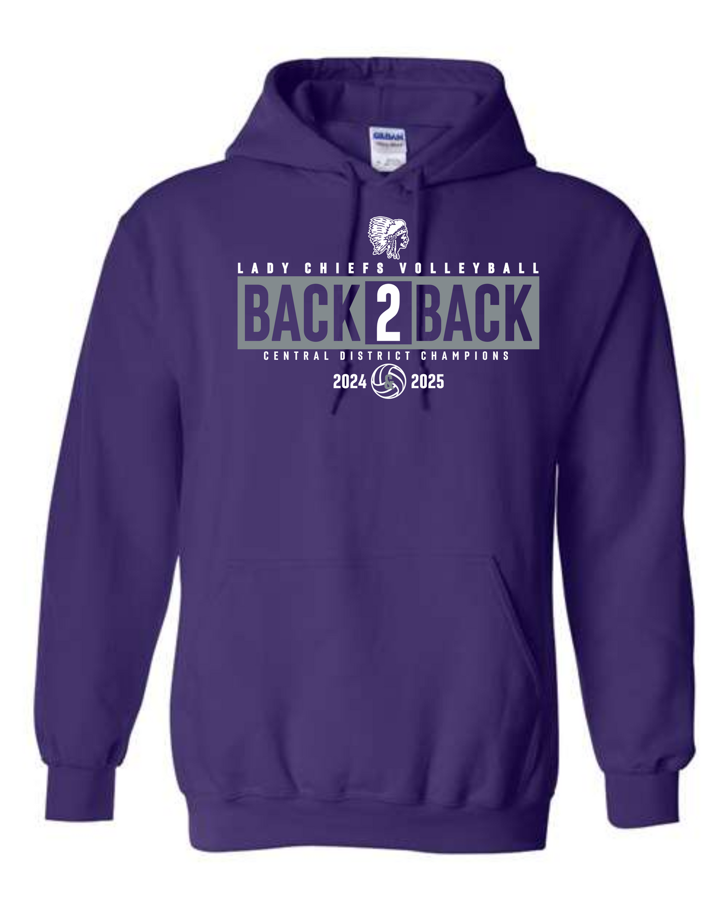 Adult Hooded Sweatshirt - Back2Back Chieftain Volleyball Champions