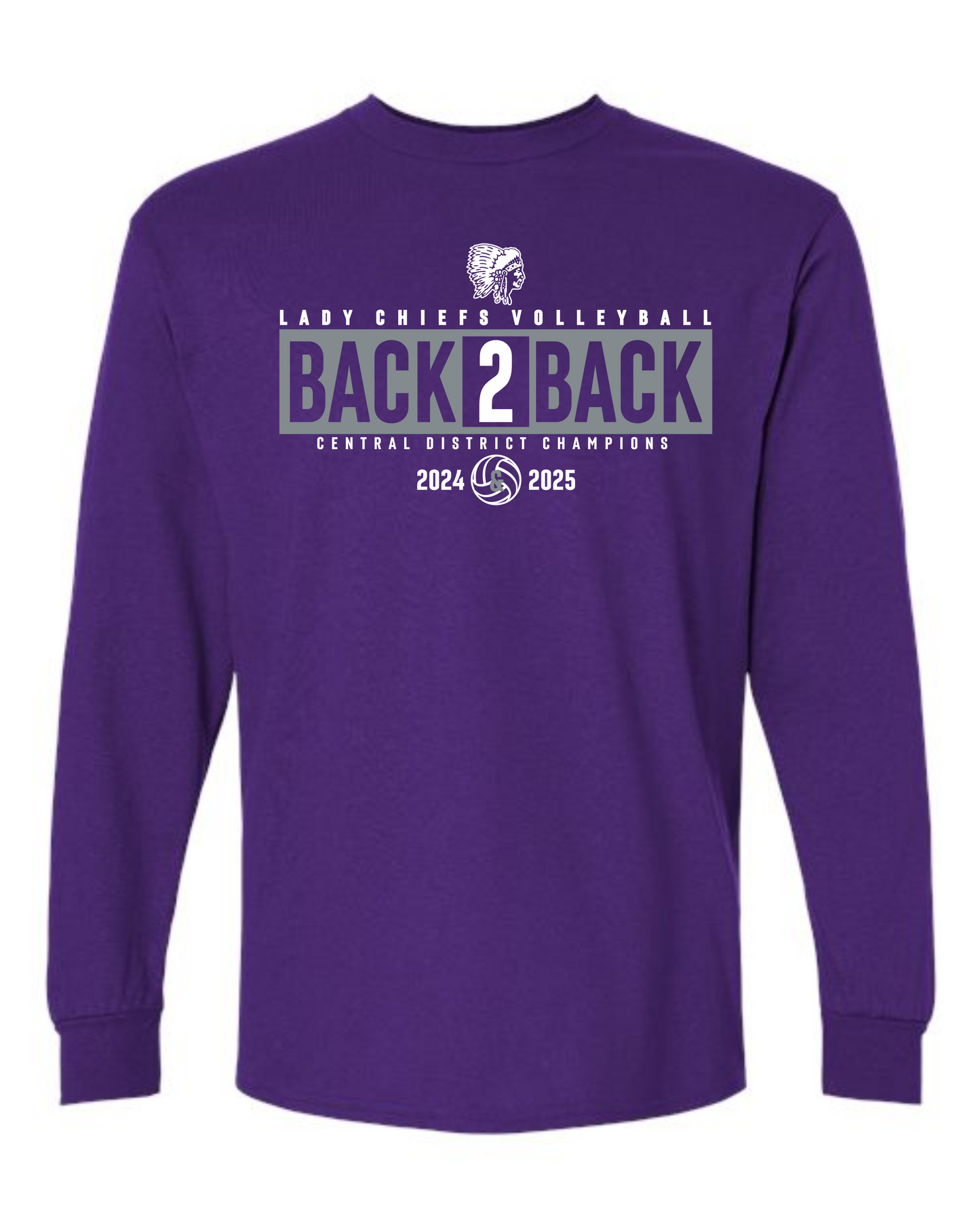 Youth Long Sleeve T-Shirt - Back2Back Chieftain Volleyball Champions