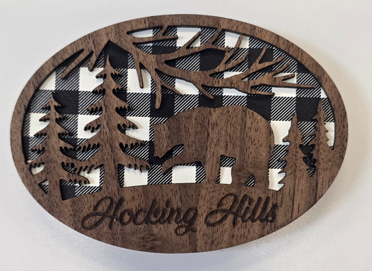 Hocking Hills Black Checkered Bear Magnet