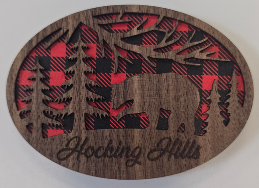 Hocking Hills Red Checkered Bear Magnet