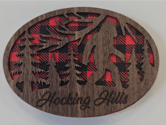 Hocking Hills Red Checkered Big Foot Magnet