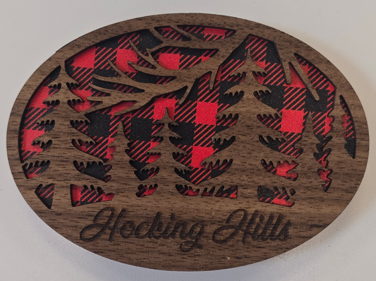 Hocking Hills Red Checkered Trees Magnets